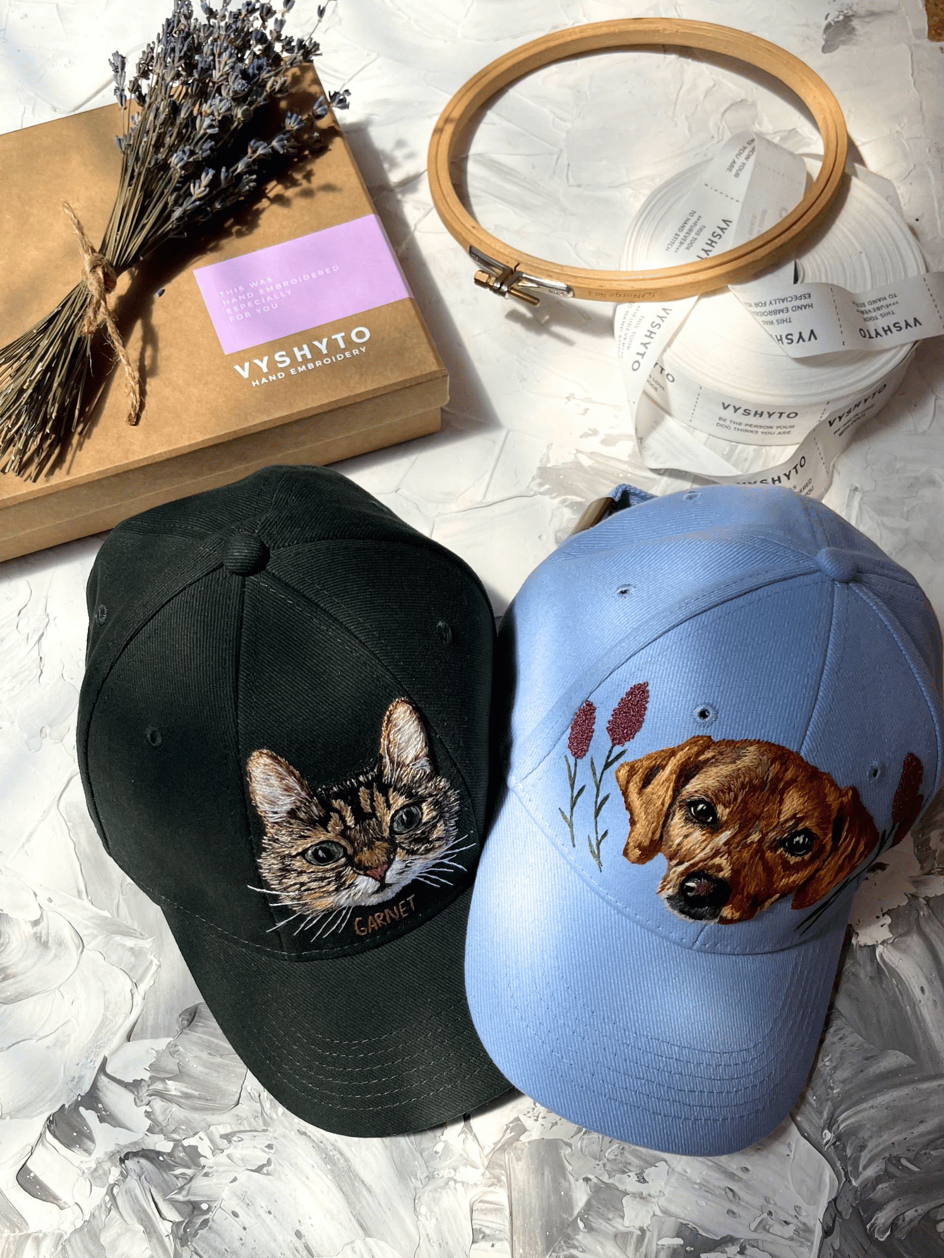 Hand Embroidered Pet Portrait Cap