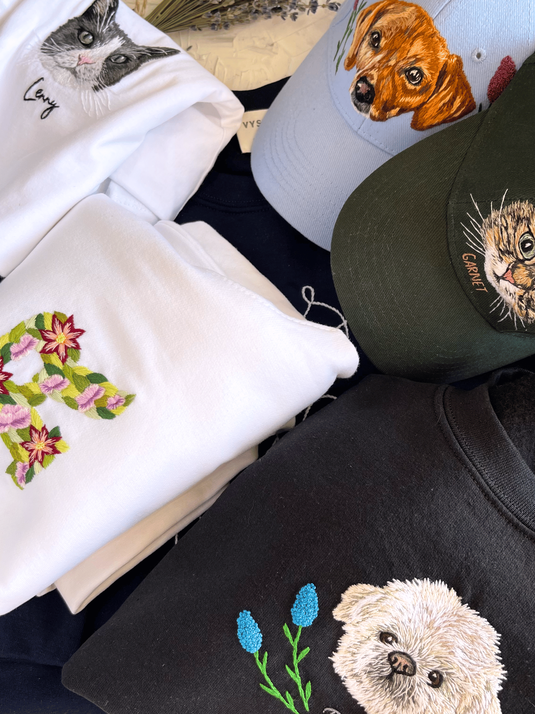 Hand Embroidered Pet Portrait Cap