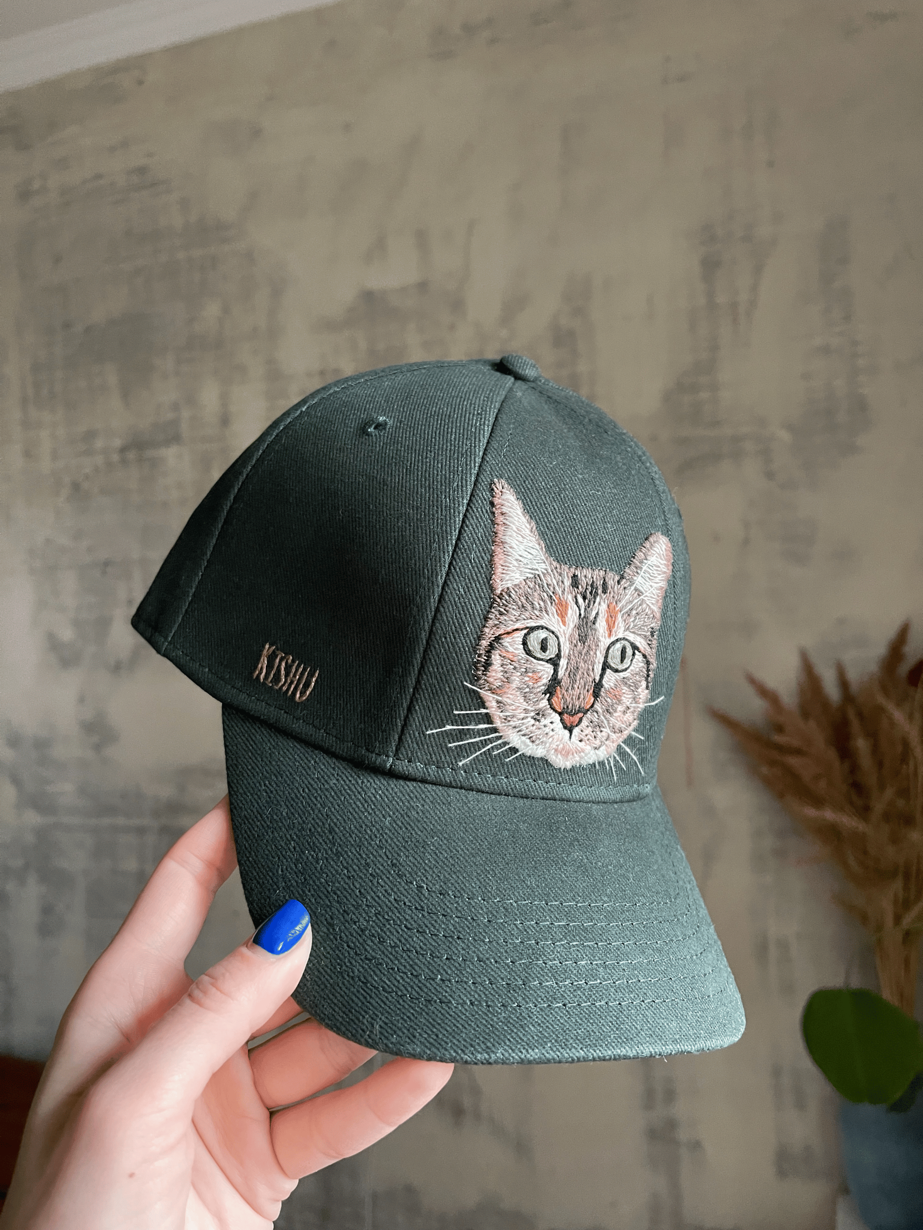 Hand Embroidered Pet Portrait Cap