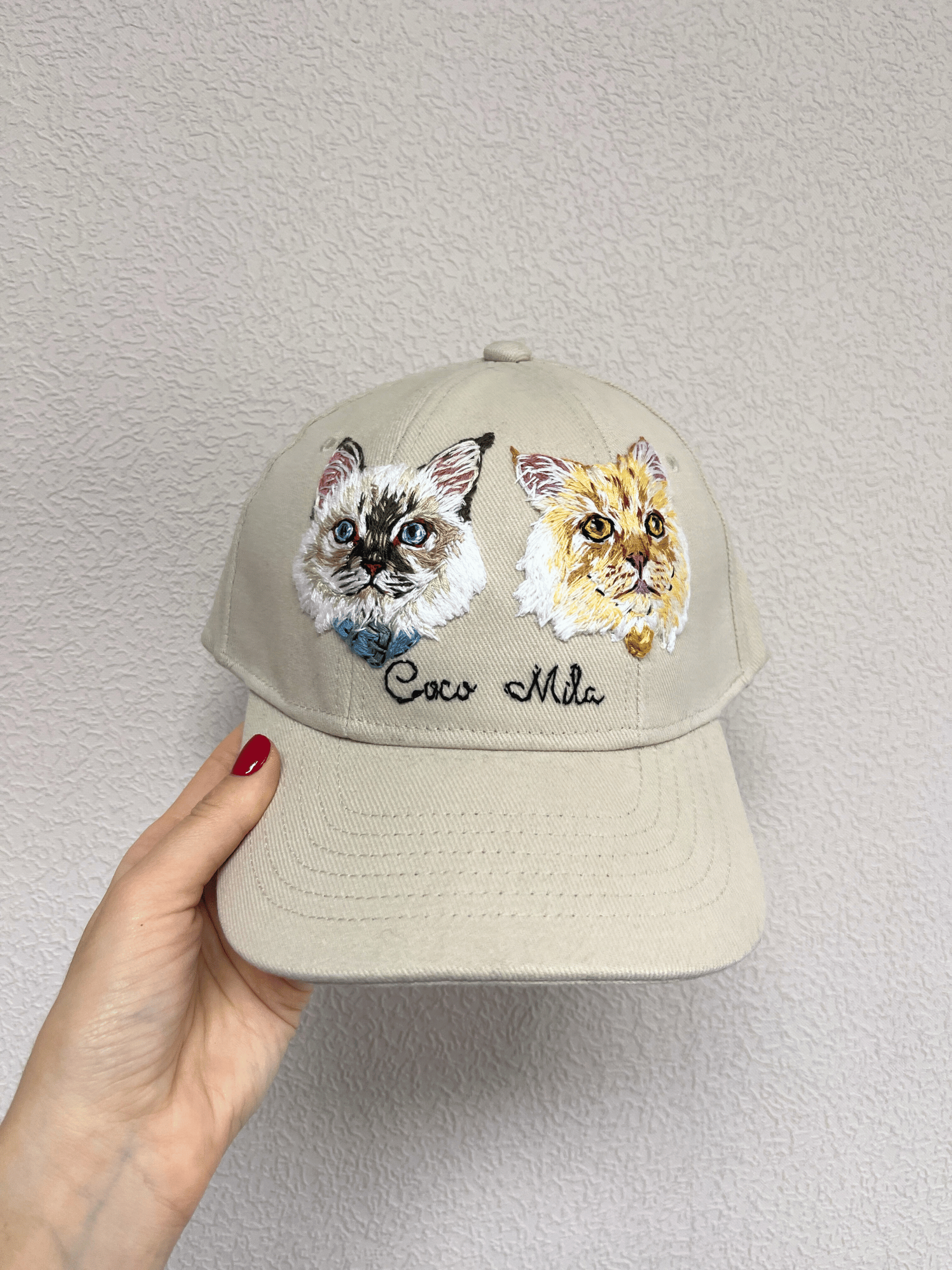 Hand Embroidered Pet Portrait Cap