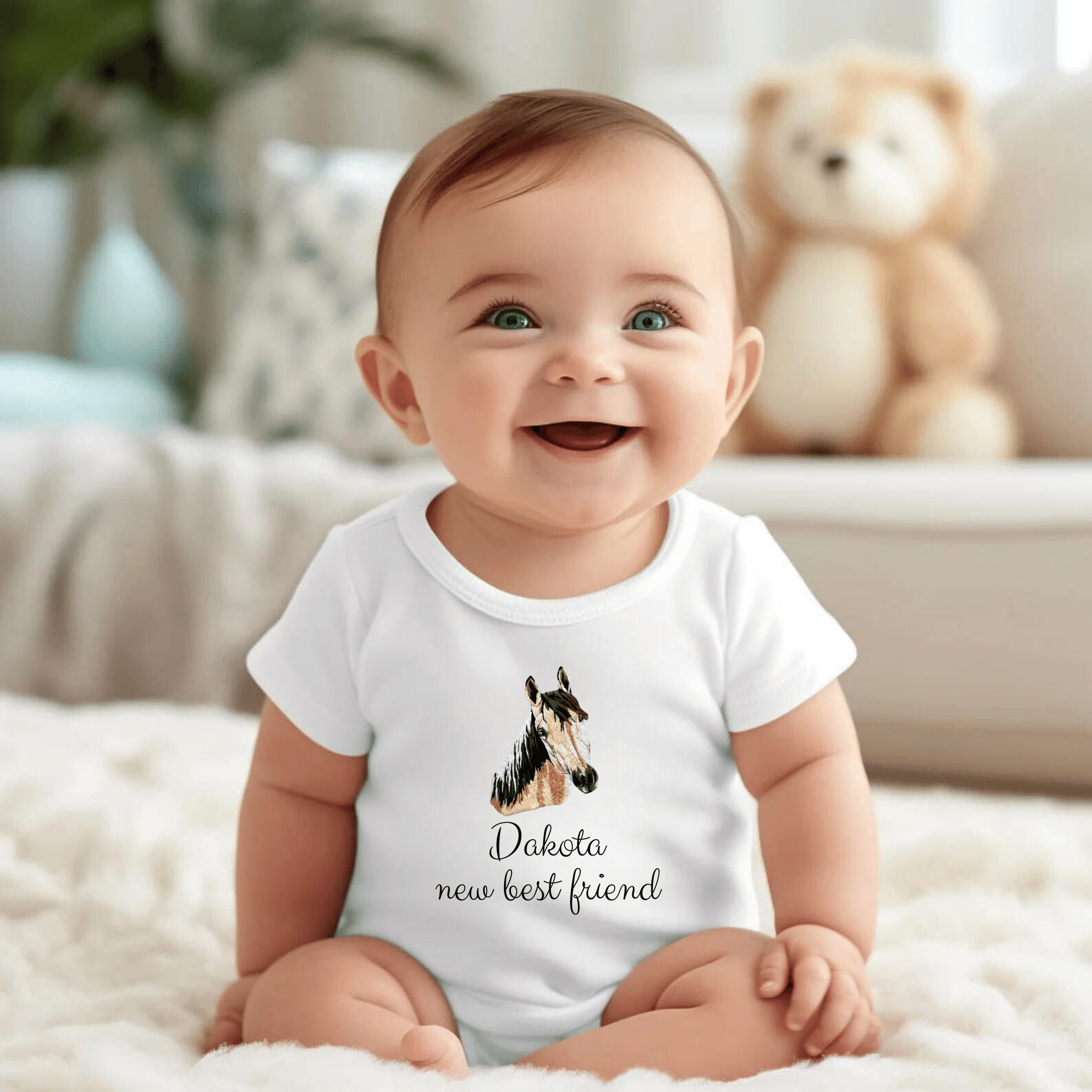 Custom Hand Embroidered Pet Portrait Baby Onesie
