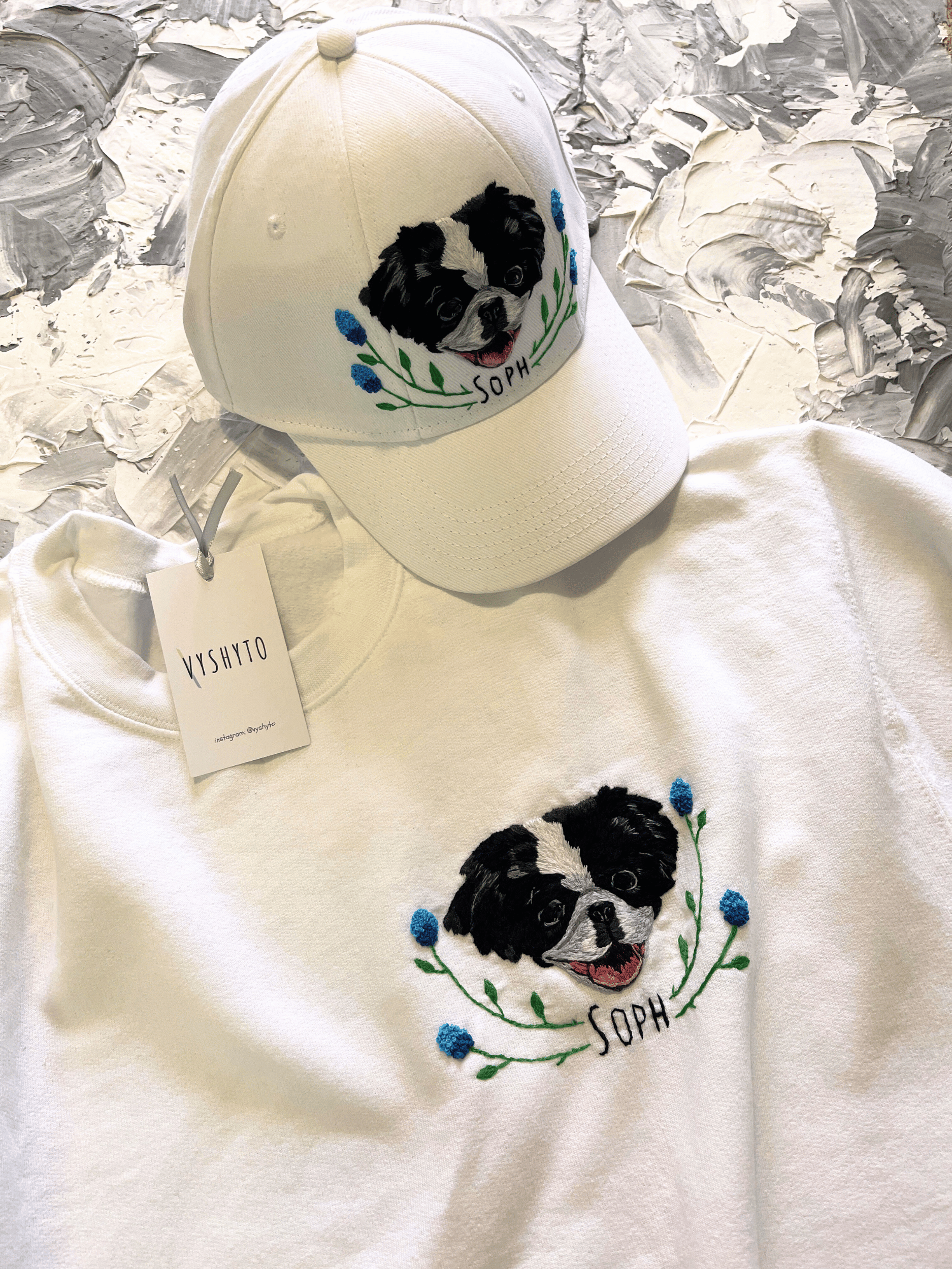 Hand Embroidered Pet Portrait Cap