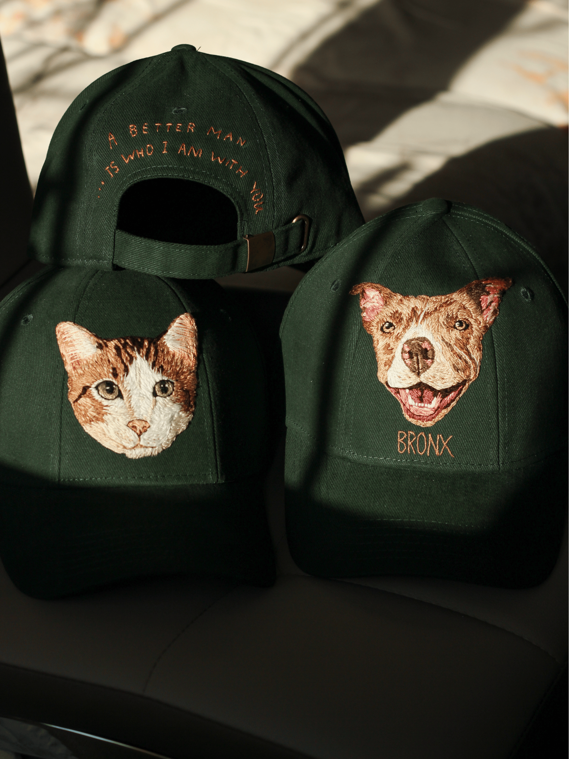 Hand Embroidered Pet Portrait Cap