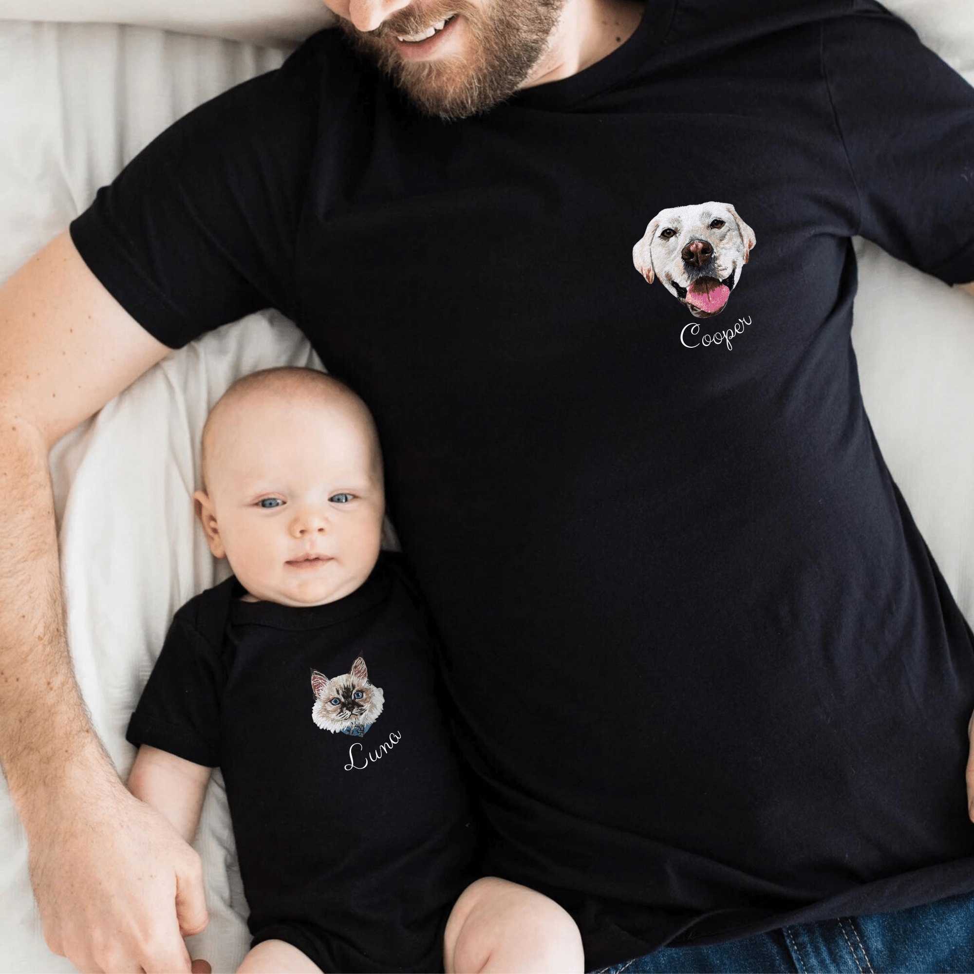 Custom Hand Embroidered Pet Portrait Baby Onesie