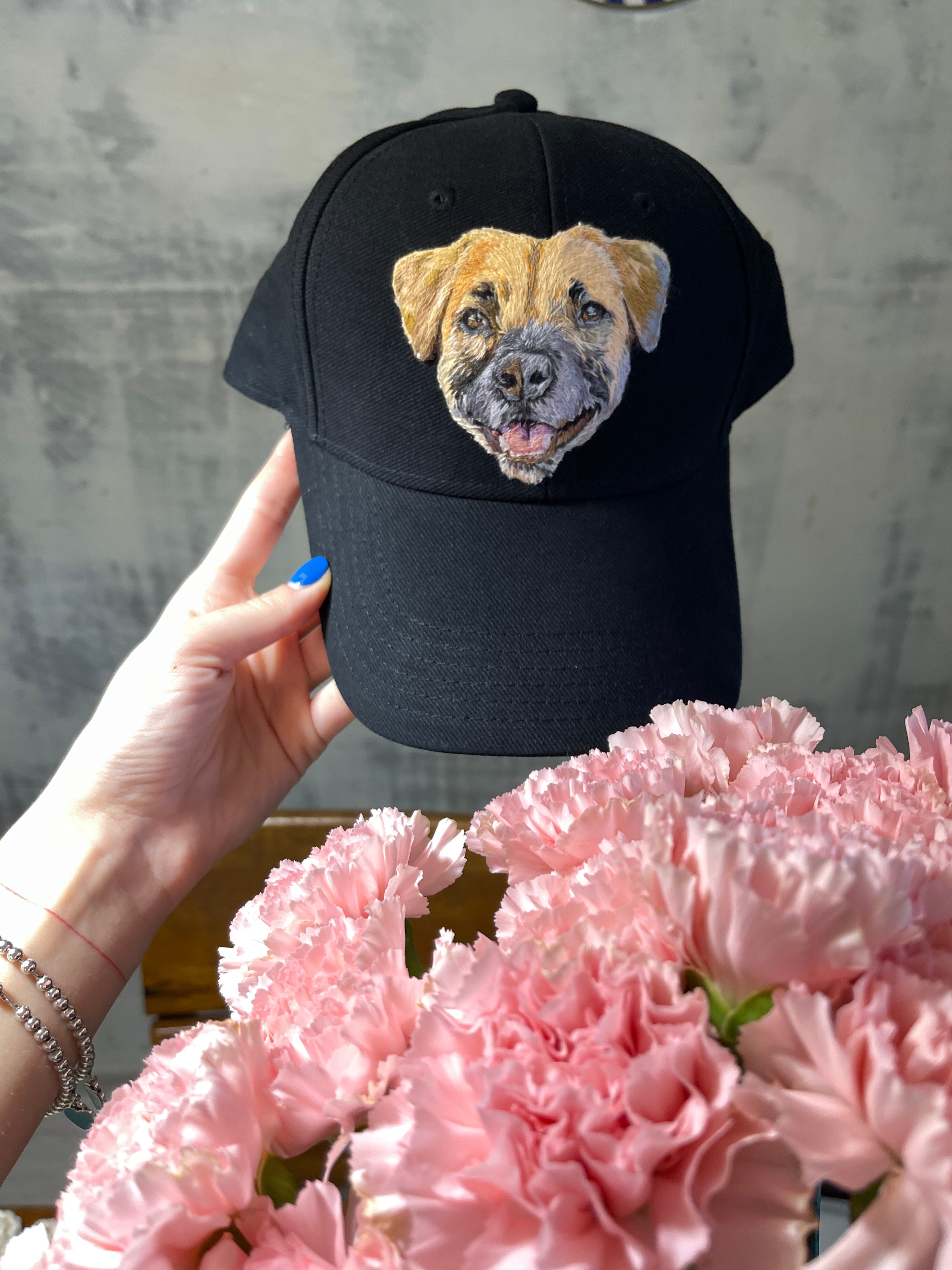Hand Embroidered Pet Portrait Cap