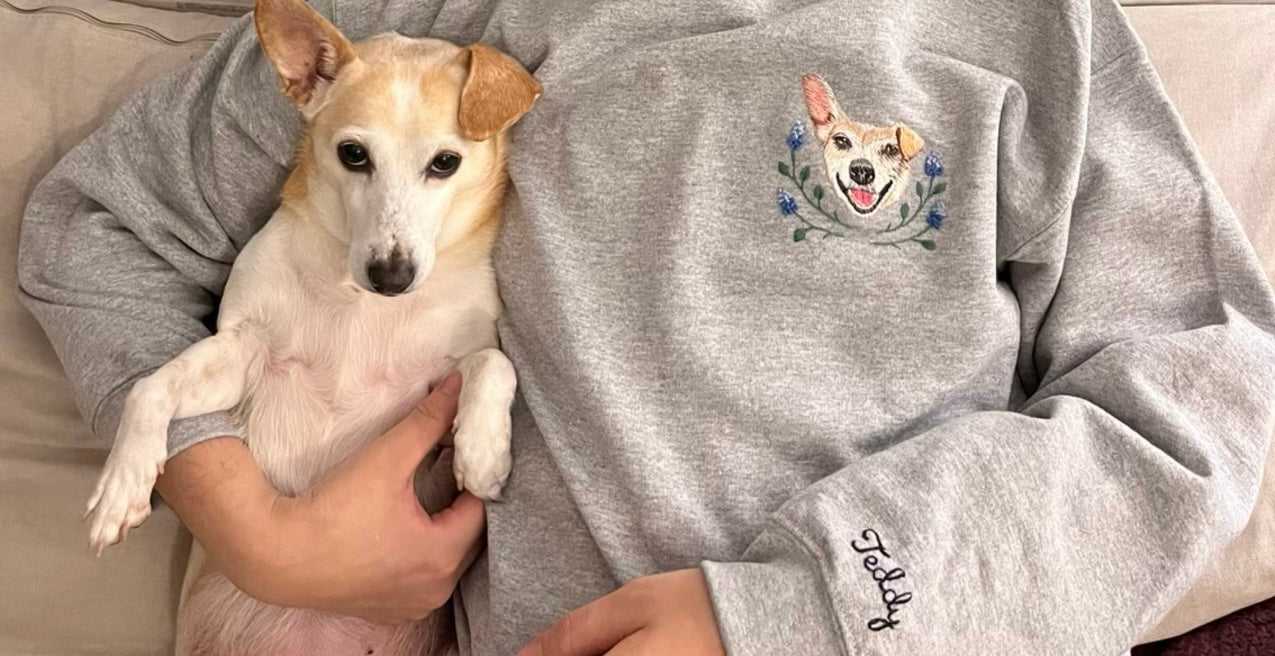 Hand Embroidered Pet Portrait Sweatshirt