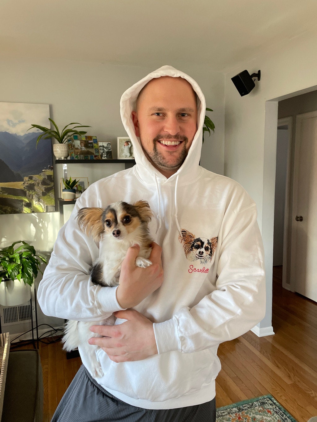 Hand Embroidered Pet Portrait Hoodie