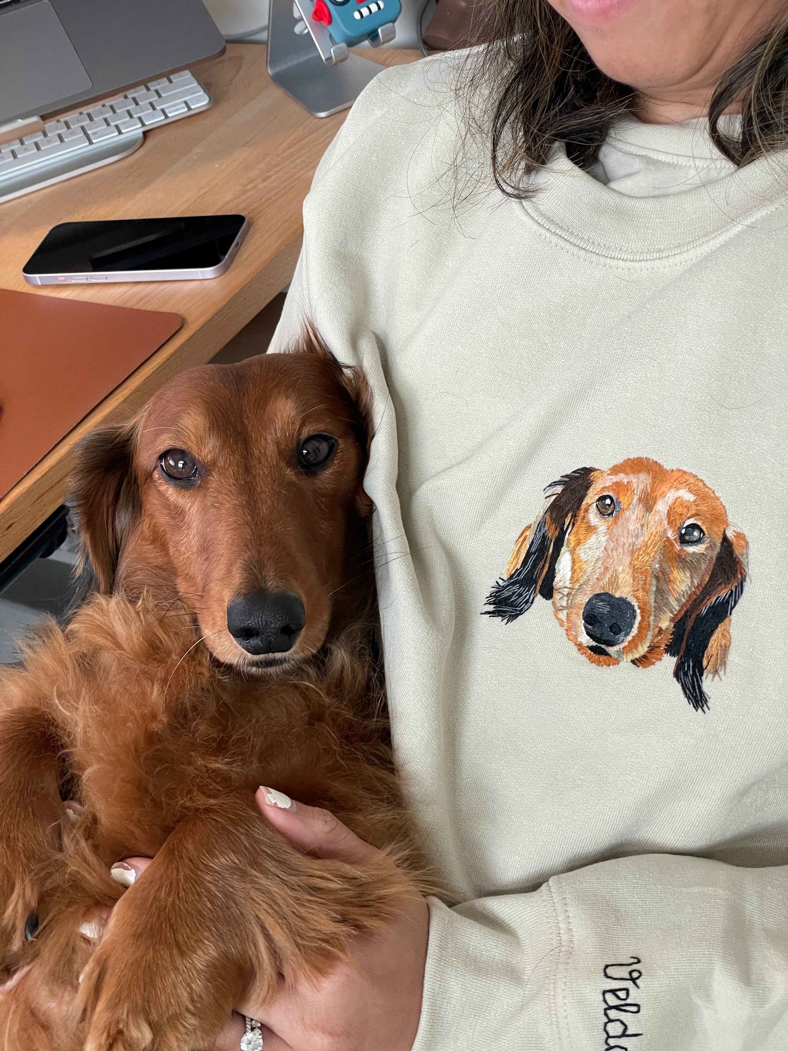 Hand Embroidered Pet Portrait Sweatshirt