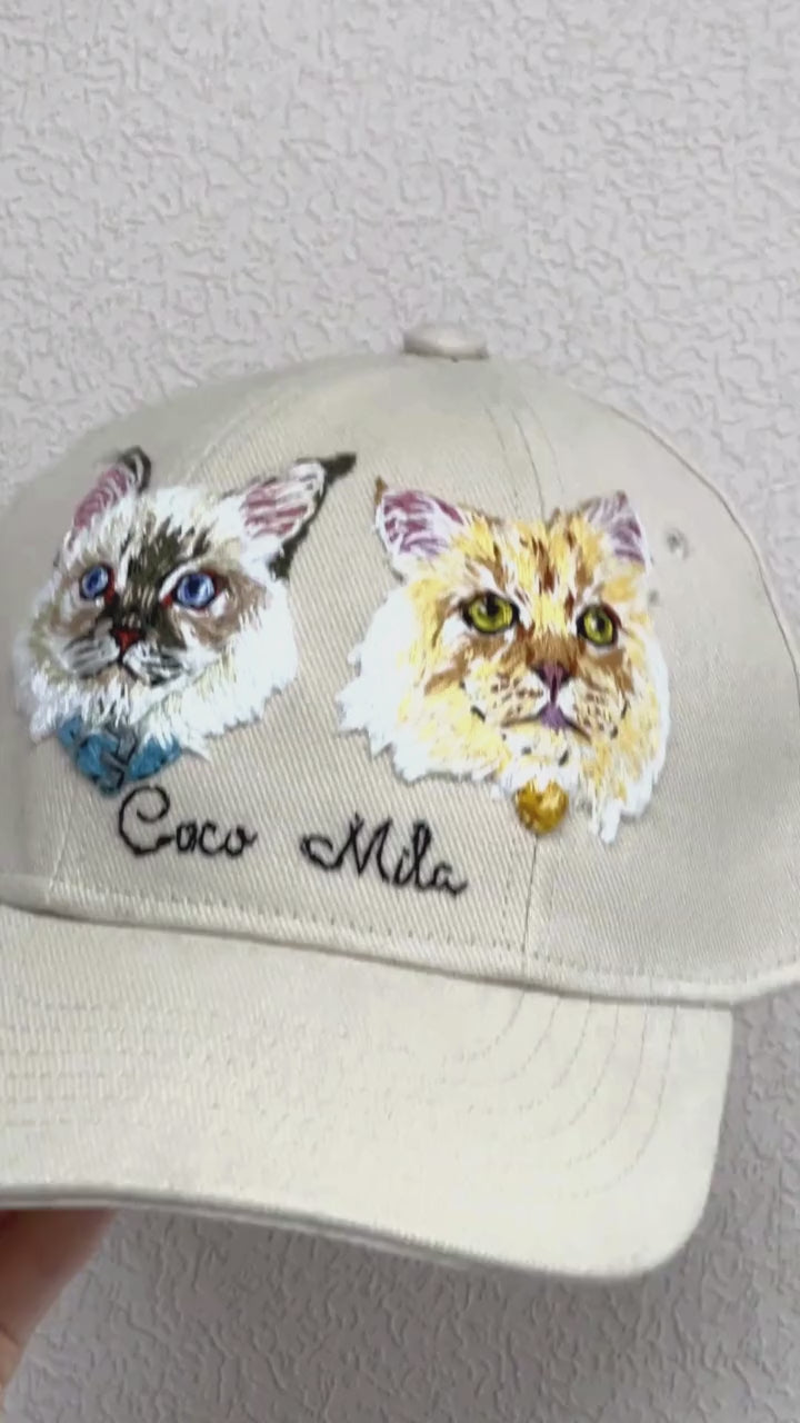 Hand Embroidered Pet Portrait Cap