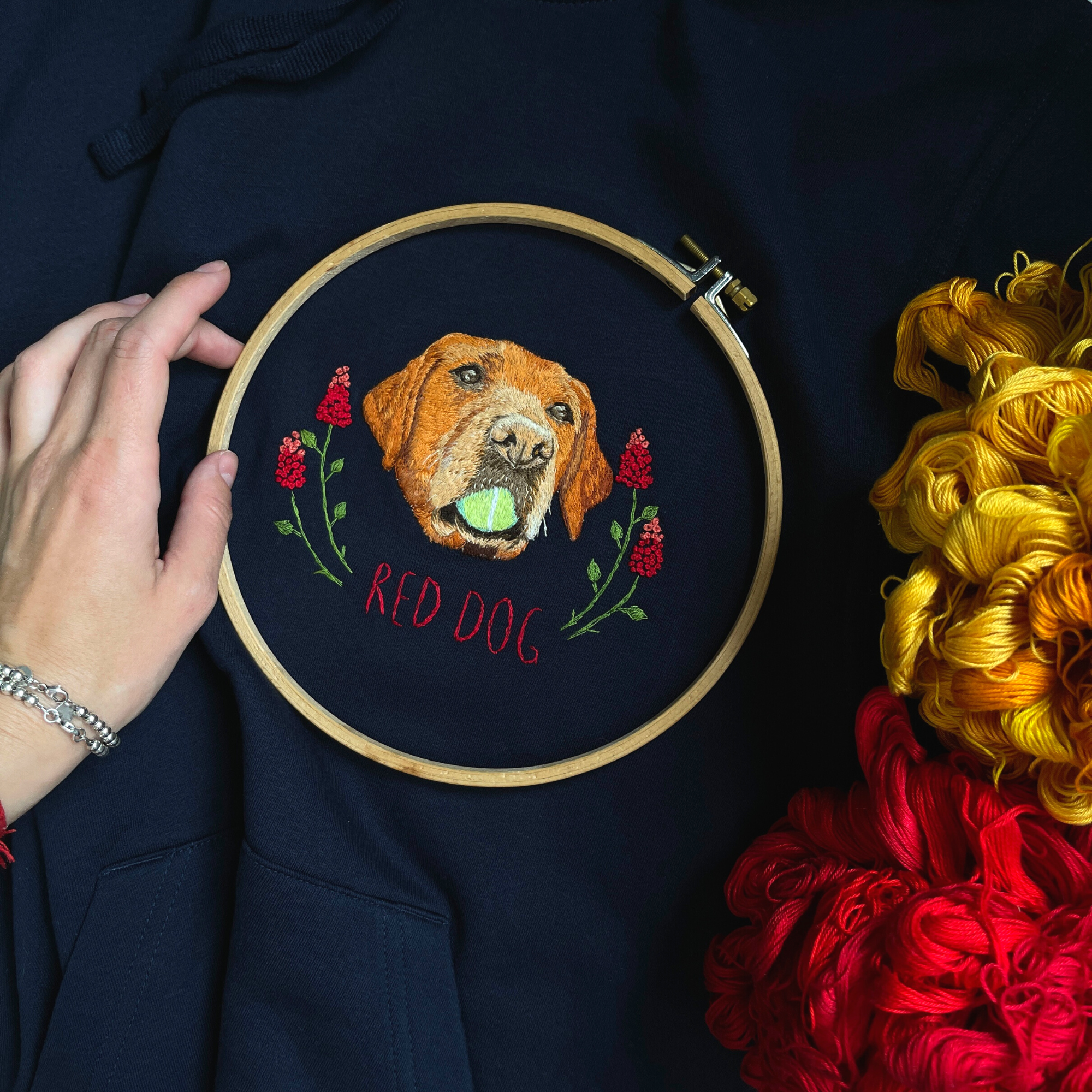 Hand Embroidered Pet Portrait Hoodie
