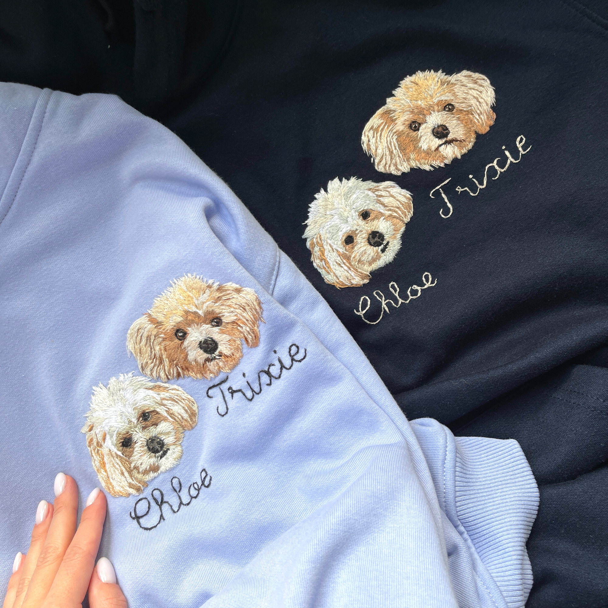 Hand Embroidered Pet Portrait Hoodie