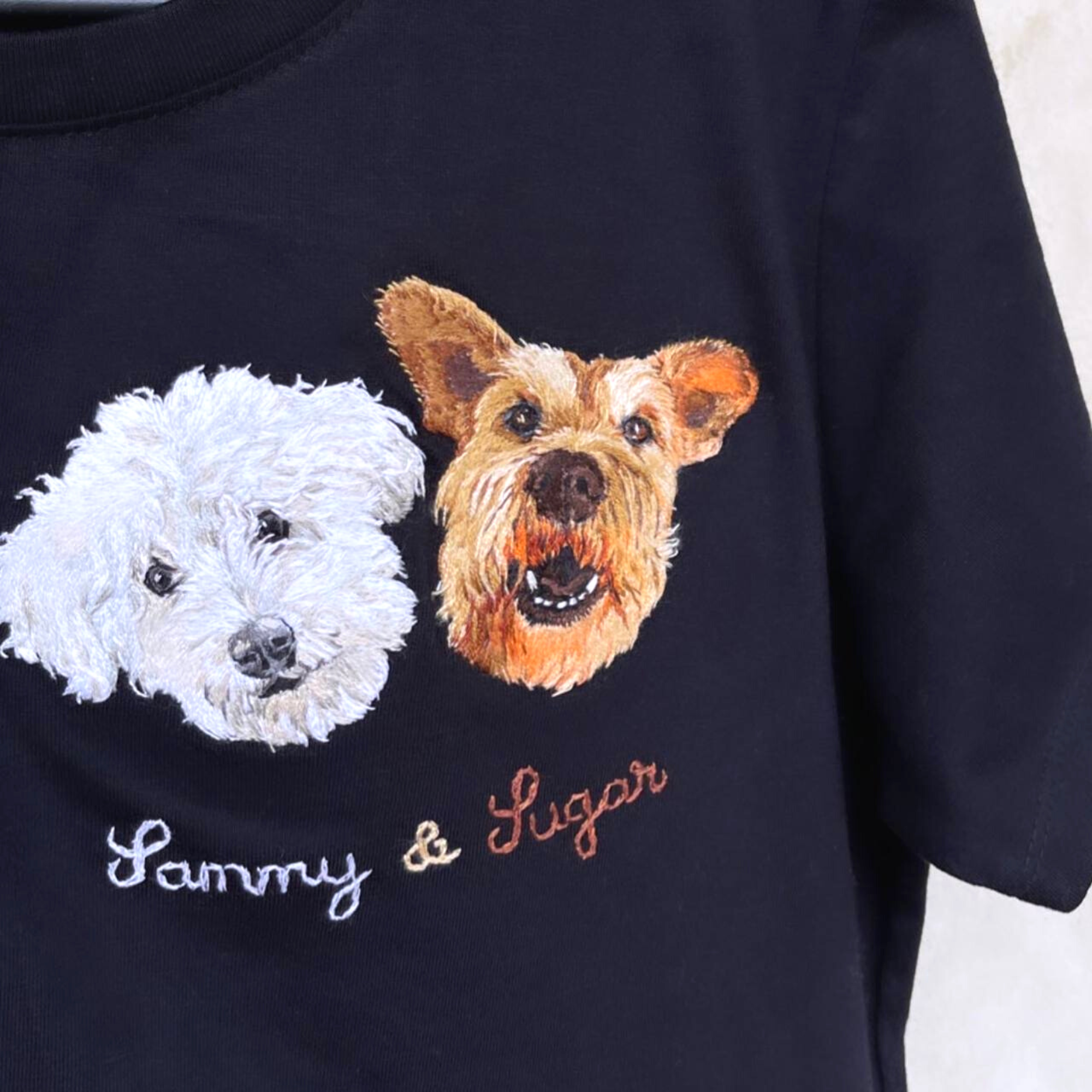 Hand Embroidered Pet Portrait T-shirt