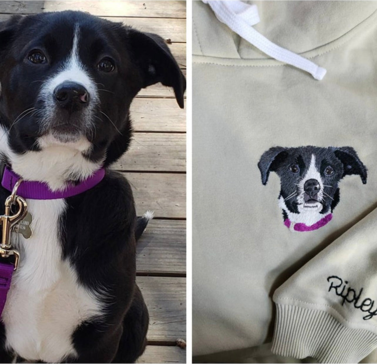 Hand Embroidered Pet Portrait Hoodie