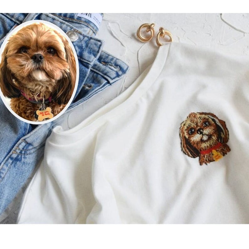 Hand Embroidered Pet Portrait T-shirt
