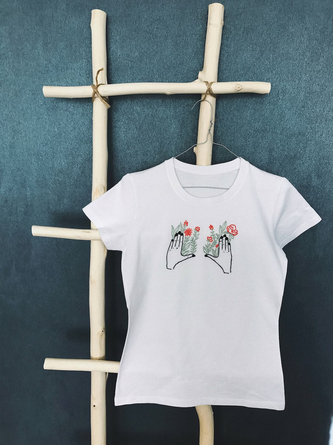 Hand Embroidered Floral T-shirt