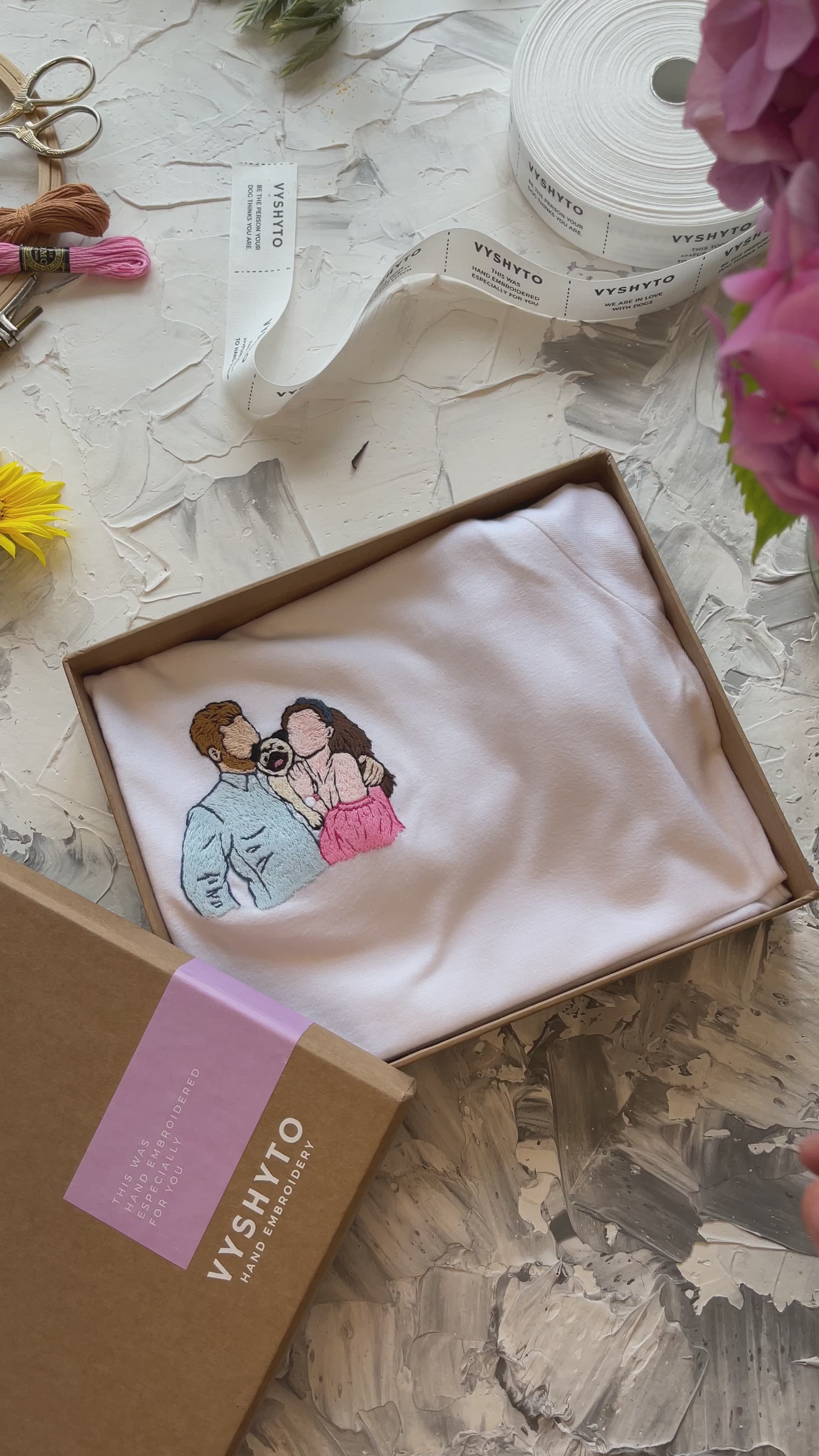 Custom Family Portrait Hand Embroidered T-shirt